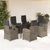 Image de Vidaxl Ensemble Ã Manger De Jardin Et Coussins 7 Pcs Gris Rotin