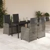 Image de Vidaxl Ensemble Ã Manger De Jardin 5 Pcs Coussins Gris RÃ©sine TressÃ©e