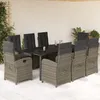 Image de Vidaxl Ensemble Ã Manger De Jardin 9 Pcs Coussins Gris RÃ©sine TressÃ©e