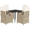 Image de Vidaxl Ensemble Ã Manger De Jardin Avec Coussins 5pcs Beige Poly Rotin