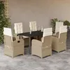 Image de Vidaxl Ensemble Ã Manger De Jardin Et Coussins 7 Pcs Beige Poly Rotin