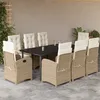 Image de Vidaxl Ensemble Ã Manger De Jardin Et Coussins 9 Pcs Beige Poly Rotin