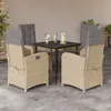Image de Vidaxl Ensemble Ã Manger De Jardin Coussins 5 Pcs MÃ©lange Beige Rotin