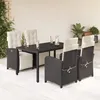 Image de Vidaxl Ensemble Ã Manger De Jardin Coussins 5pcs Noir RÃ©sine TressÃ©e