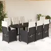 Image de Vidaxl Ensemble Ã Manger De Jardin 9pcs Coussins Noir RÃ©sine TressÃ©e