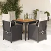 Image de Vidaxl Ensemble Ã Manger De Jardin Coussins 5pcs Noir RÃ©sine TressÃ©e