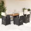 Image de Vidaxl Ensemble Ã Manger De Jardin Coussins 7pcs Noir RÃ©sine TressÃ©e