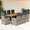 Image de Vidaxl Ensemble Ã Manger De Jardin 9 Pcs Coussins Gris RÃ©sine TressÃ©e