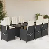 Image de Vidaxl Ensemble Ã Manger De Jardin 9pcs Coussins Noir RÃ©sine TressÃ©e