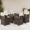 Image de Vidaxl Ensemble Ã Manger De Jardin Et Coussins 7 Pcs Marron Rotin