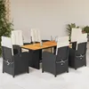Image de Vidaxl Ensemble Ã Manger De Jardin Coussins 7pcs Noir RÃ©sine TressÃ©e