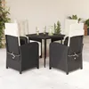 Image de Vidaxl Ensemble Ã Manger De Jardin Coussins 5pcs Noir RÃ©sine TressÃ©e