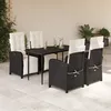Image de Vidaxl Ensemble Ã Manger De Jardin Coussins 5pcs Noir RÃ©sine TressÃ©e