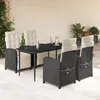 Image de Vidaxl Ensemble Ã Manger De Jardin Coussins 5pcs Noir RÃ©sine TressÃ©e