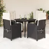 Image de Vidaxl Ensemble Ã Manger De Jardin Coussins 5pcs Noir RÃ©sine TressÃ©e
