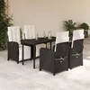 Image de Vidaxl Ensemble Ã Manger De Jardin Coussins 5pcs Noir RÃ©sine TressÃ©e