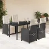 Image de Vidaxl Ensemble Ã Manger De Jardin Coussins 5pcs Noir RÃ©sine TressÃ©e
