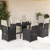 Image de Vidaxl Ensemble Ã Manger De Jardin Coussins 7pcs Noir RÃ©sine TressÃ©e