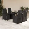 Image de Vidaxl Ensemble Ã Manger De Jardin Coussins 5pcs Noir RÃ©sine TressÃ©e
