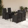 Image de Vidaxl Ensemble Ã Manger De Jardin Coussins 5pcs Noir RÃ©sine TressÃ©e