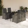 Image de Vidaxl Ensemble Ã Manger De Jardin 5 Pcs Coussins Gris RÃ©sine TressÃ©e