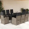 Image de Vidaxl Ensemble Ã Manger De Jardin 9 Pcs Coussins Gris RÃ©sine TressÃ©e