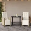 Image de Vidaxl Ensemble De Bistro 3 Pcs Avec Coussins Beige RÃ©sine TressÃ©e