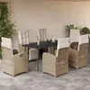Image de Vidaxl Ensemble Ã Manger De Jardin Et Coussins 7 Pcs Beige Poly Rotin