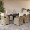 Image de Vidaxl Ensemble Ã Manger De Jardin Et Coussins 7 Pcs Beige Poly Rotin