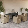 Image de Vidaxl Ensemble Ã Manger De Jardin Et Coussins 7 Pcs Beige Poly Rotin