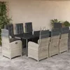 Image de Vidaxl Ensemble Ã Manger De Jardin Et Coussins 9 Pcs Gris Clair Rotin