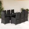 Image de Vidaxl Ensemble Ã Manger De Jardin 9pcs Coussins Noir RÃ©sine TressÃ©e