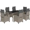 Image de Vidaxl Ensemble Ã Manger De Jardin Et Coussins 7 Pcs Gris Rotin