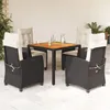 Image de Vidaxl Ensemble Ã Manger De Jardin Coussins 5pcs Noir RÃ©sine TressÃ©e