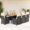 Image de vidaXL Ensemble Ã  manger de jardin 9pcs coussins noir rÃ©sine tressÃ©e