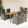 Image de Vidaxl Ensemble Ã Manger De Jardin 5 Pcs Coussins Gris RÃ©sine TressÃ©e