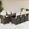Image de Vidaxl Ensemble Ã Manger De Jardin Et Coussins 9 Pcs Marron Poly Rotin