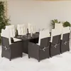 Image de Vidaxl Ensemble Ã Manger De Jardin Et Coussins 9 Pcs Marron Poly Rotin