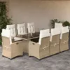 Image de Vidaxl Ensemble Ã Manger De Jardin Et Coussins 9 Pcs Beige Poly Rotin