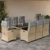 Image de Vidaxl Ensemble Ã Manger De Jardin Et Coussins 9 Pcs MÃ©lange Beige