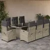 Image de Vidaxl Ensemble Ã Manger De Jardin Et Coussins 9 Pcs Gris Clair Rotin