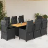 Image de Vidaxl Ensemble Ã Manger De Jardin 9pcs Coussins Noir RÃ©sine TressÃ©e