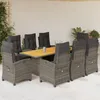 Image de Vidaxl Ensemble Ã Manger De Jardin 9 Pcs Coussins Gris RÃ©sine TressÃ©e