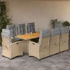 Image de Vidaxl Ensemble Ã Manger De Jardin Et Coussins 9 Pcs MÃ©lange Beige