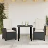 Image de Vidaxl Ensemble Ã Manger De Jardin Avec Coussins 3 Pcs Noir