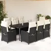 Image de Vidaxl Ensemble Ã Manger De Jardin 9pcs Coussins Noir RÃ©sine TressÃ©e