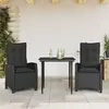 Image de Vidaxl Ensemble Ã Manger De Jardin Avec Coussins 3 Pcs Noir