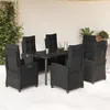 Image de Vidaxl Ensemble Ã Manger De Jardin Coussins 7pcs Noir RÃ©sine TressÃ©e