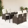 Image de Vidaxl Ensemble Ã Manger De Jardin 5 Pcs Et Coussins Marron Poly Rotin