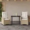 Image de Vidaxl Ensemble Ã Manger De Jardin Et Coussins 3 Pcs Beige Poly Rotin